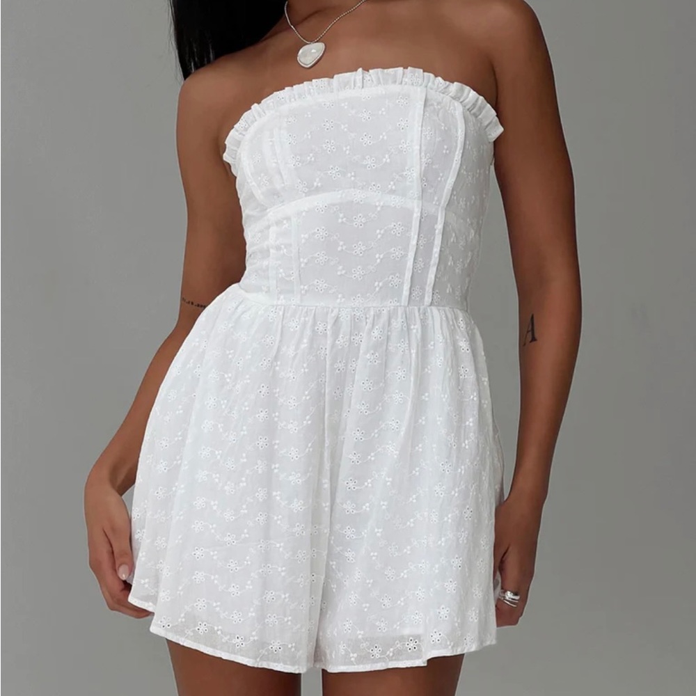 Princess Polly Gian Strapless Romper White